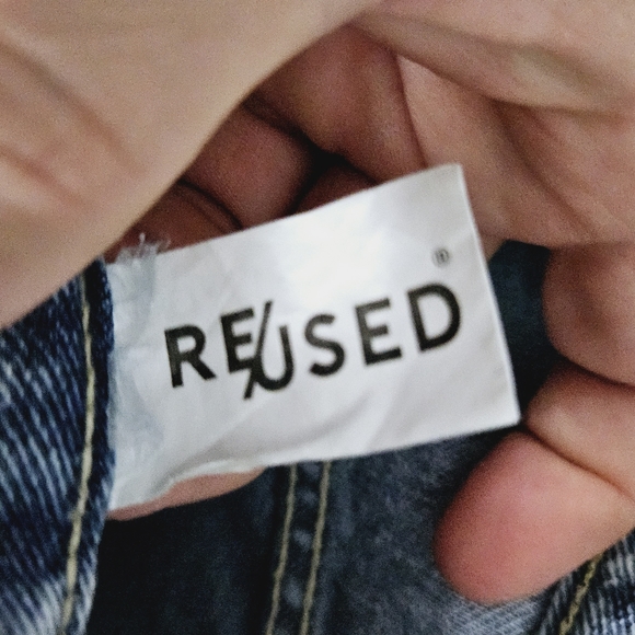 RE/USED | 100% cotton criss-cross high waist straight leg jeans - Picture 8 of 9